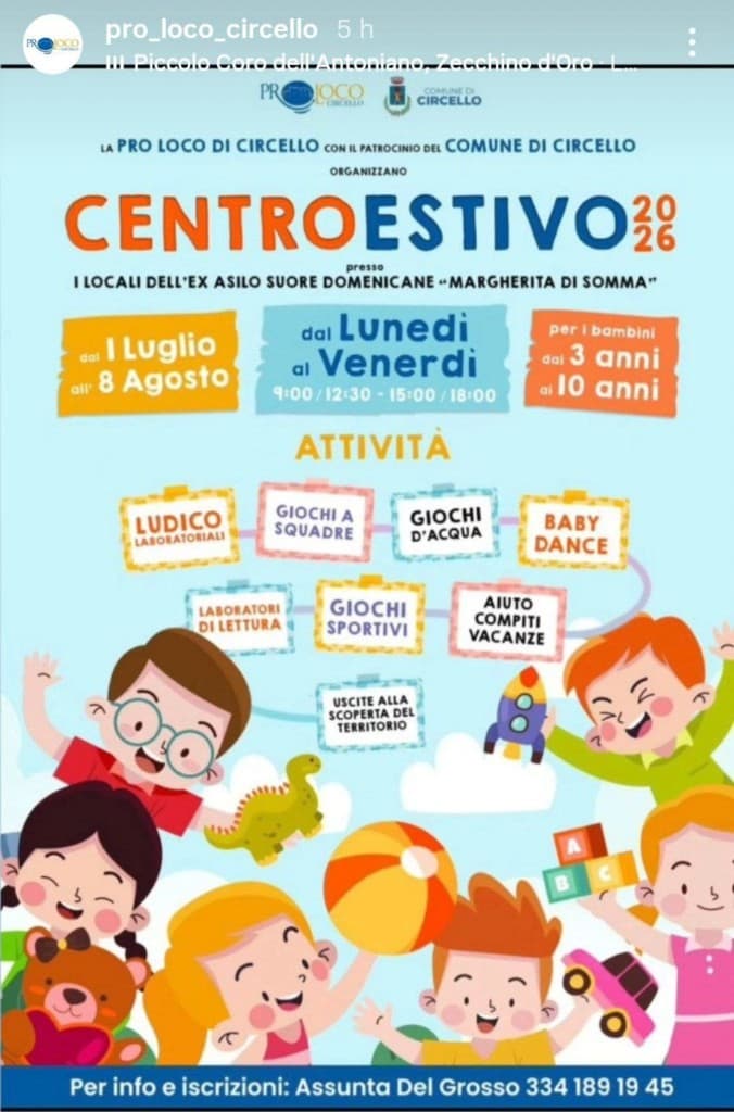 Locandina Centro Estivo 2026 – Pro Loco Circello