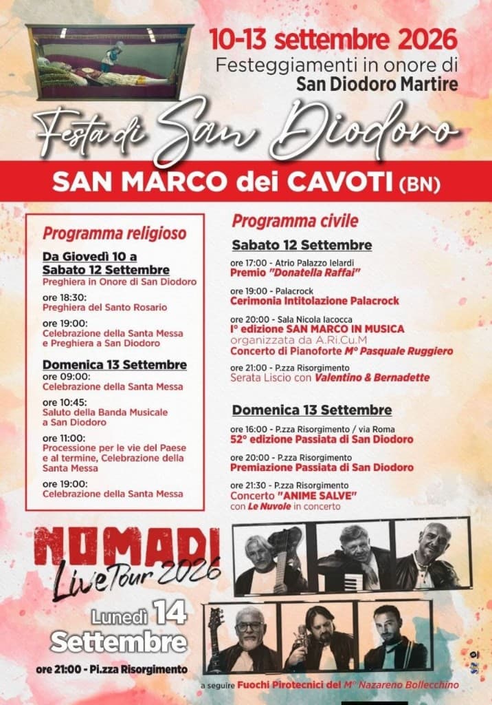 Locandina Festa di San Diodoro Martire – San Marco dei Cavoti 2026