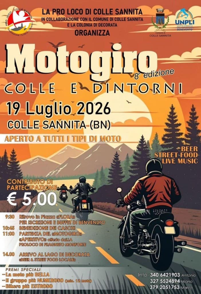 Locandina Motogiro Colle e Dintorni 8ª edizione – Colle Sannita