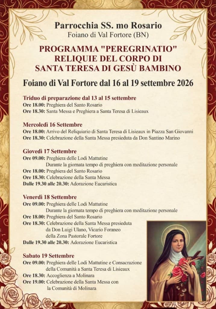 Pilgrimage of Saint Thérèse relics poster – Foiano di Val Fortore