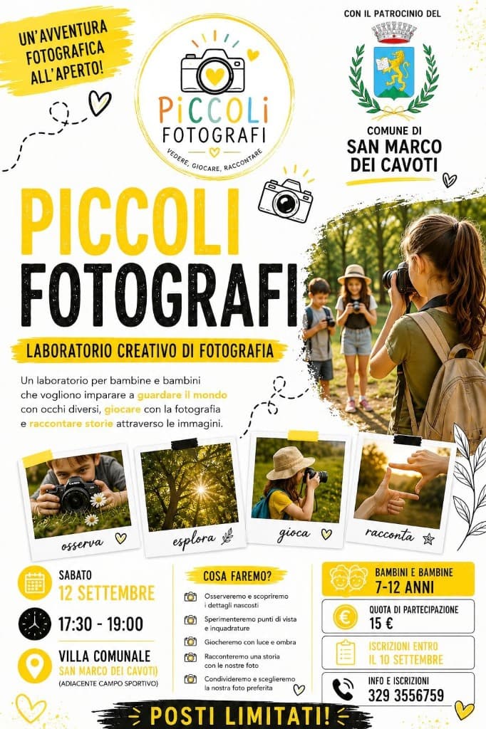 Locandina Piccoli Fotografi – Laboratorio Creativo di Fotografia, San Marco dei Cavoti
