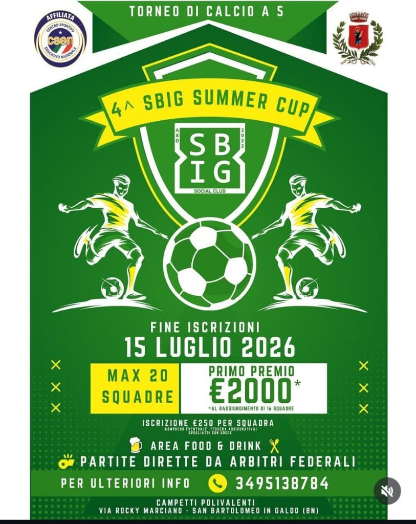 Locandina 4ª SBIG Summer Cup – San Bartolomeo in Galdo