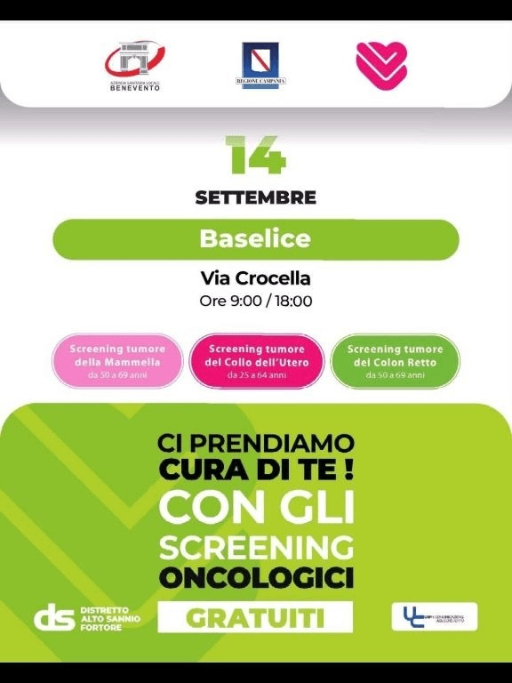Free cancer screenings poster – Baselice