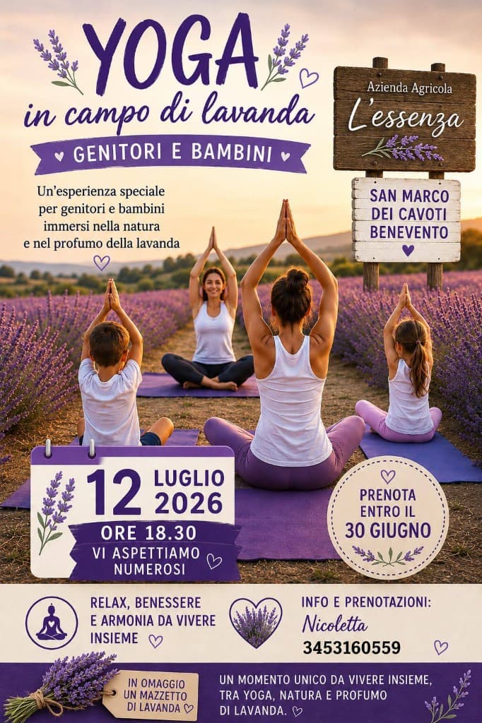 Locandina Yoga in campo di lavanda – Azienda Agricola L'essenza